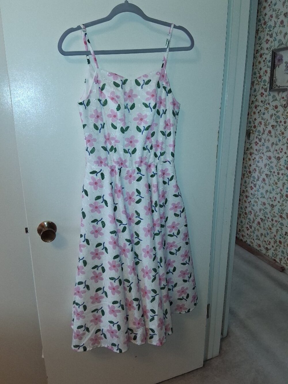 Pink White Swing Dress, M, NWT